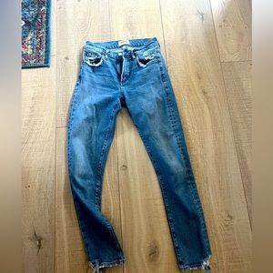 AGOLDE LA women’s Light blue distressed high waisted ankle skinny Mom jeans 24